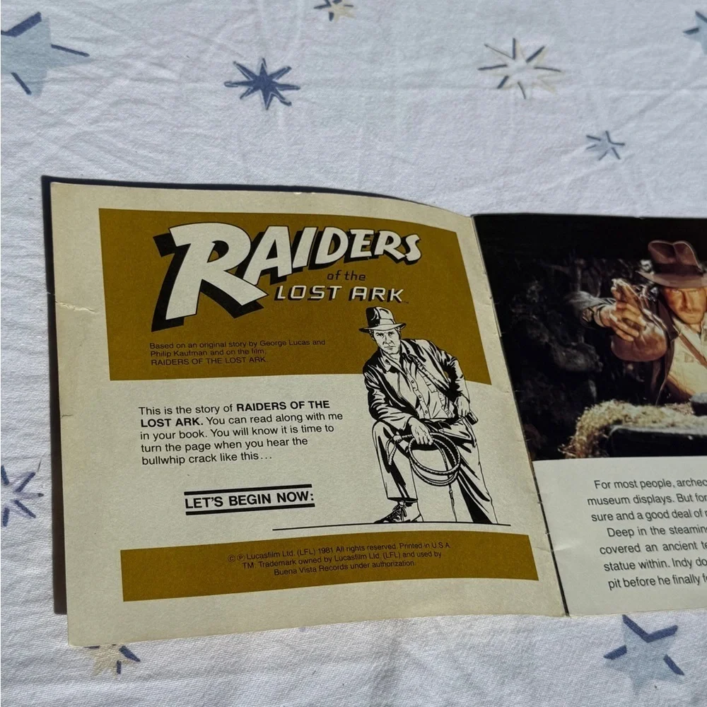 Vintage 1980’s Raiders of the Lost Ark Read-Along Record Story Book